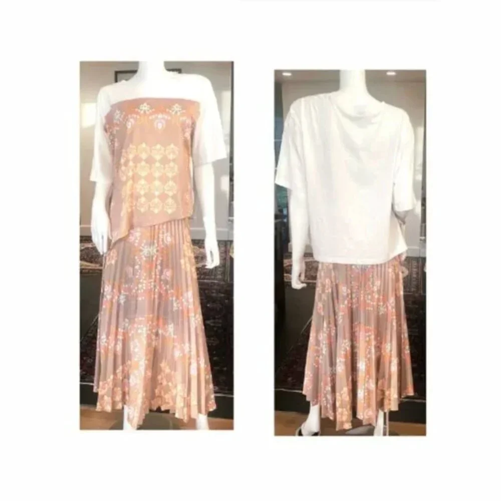 Matching Sandro peach set - Courchevel Side-tie tee, Fulgence Pleated Skirt set - Picture 4 of 4